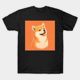 Happy and Cute Shiba Inu Drawing Illustration T-Shirt